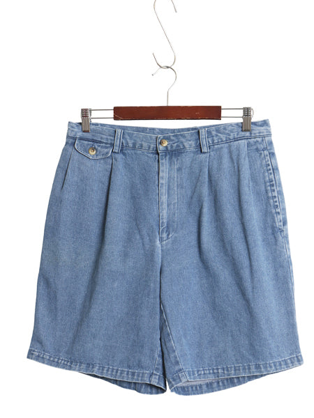 90's ノーティカ デニム ショートパンツ メンズ 32 / 古着 オールド ハーフパンツ ジーパン ジーンズ ショーツ 短パン ツータック ゆったり