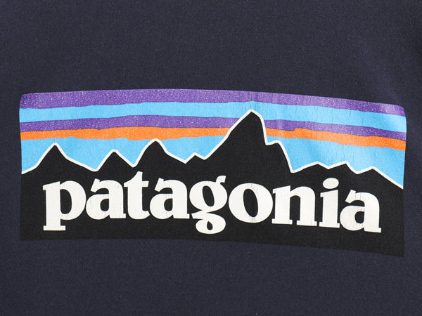 パタゴニア 両面 プリント 半袖 Tシャツ メンズ M / 21年製 アウトドア P6 ボックスロゴ バックプリント カットソー トップス シンプル 紺