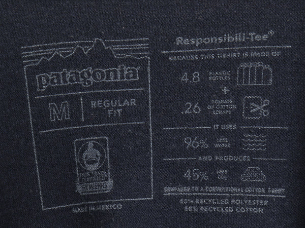 パタゴニア 両面 プリント 半袖 Tシャツ メンズ M / 21年製 アウトドア P6 ボックスロゴ バックプリント カットソー トップス シンプル 紺