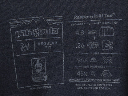 パタゴニア 両面 プリント 半袖 Tシャツ メンズ M / 21年製 アウトドア P6 ボックスロゴ バックプリント カットソー トップス シンプル 紺
