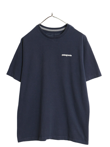 パタゴニア 両面 プリント 半袖 Tシャツ メンズ M / 21年製 アウトドア P6 ボックスロゴ バックプリント カットソー トップス シンプル 紺