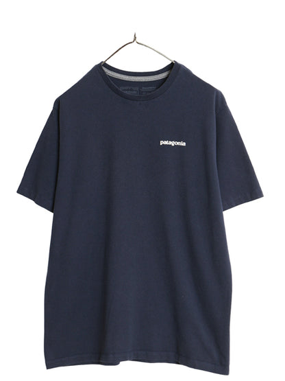 パタゴニア 両面 プリント 半袖 Tシャツ メンズ M / 21年製 アウトドア P6 ボックスロゴ バックプリント カットソー トップス シンプル 紺