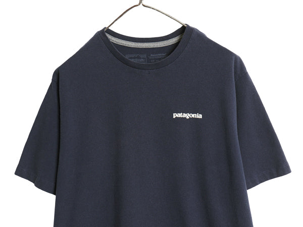 パタゴニア 両面 プリント 半袖 Tシャツ メンズ M / 21年製 アウトドア P6 ボックスロゴ バックプリント カットソー トップス シンプル 紺