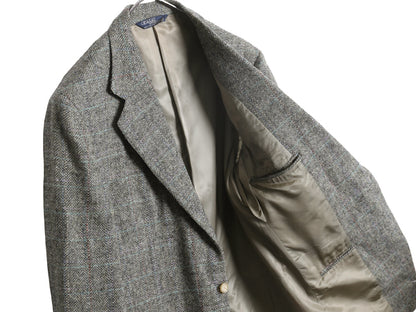 90s USA製 ポロ ラルフローレン ツイード テーラード ジャケット メンズ L 程 オールド ブレザー ウール ヘリンボーン ストライプ チェック