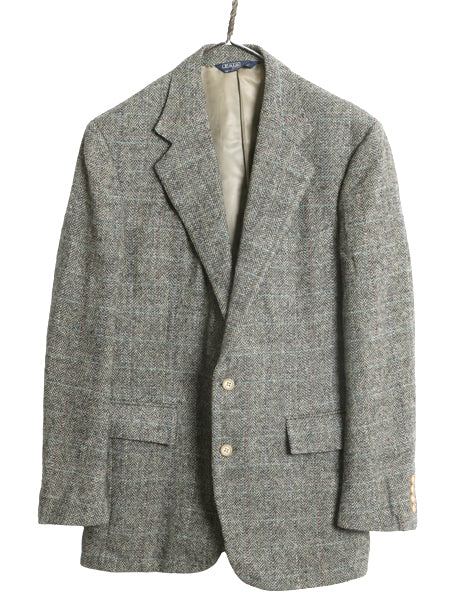 90s USA製 ポロ ラルフローレン ツイード テーラード ジャケット メンズ L 程 オールド ブレザー ウール ヘリンボーン ストライプ チェック