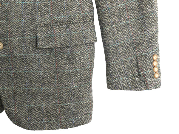 90s USA製 ポロ ラルフローレン ツイード テーラード ジャケット メンズ L 程 オールド ブレザー ウール ヘリンボーン ストライプ チェック