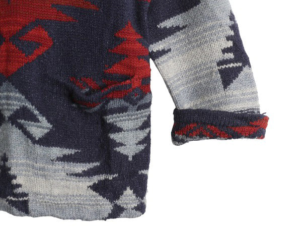 00s ローレン ラルフローレン ショールカラー ネイティブ ニット ガウン メンズ レディース M / ポロ カーディガン セーター ハンドメイド