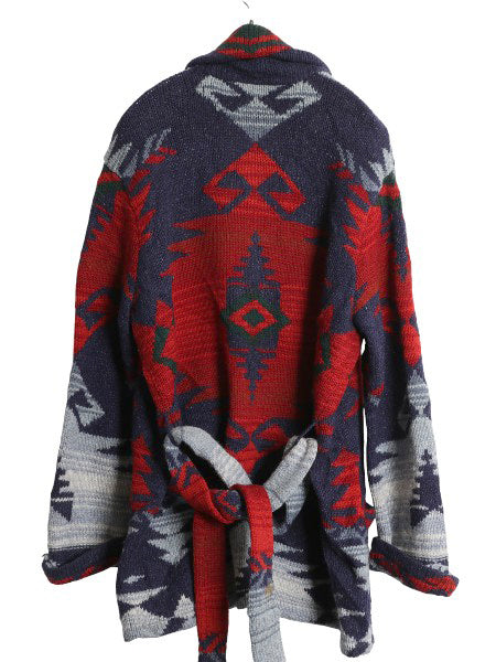 00s ローレン ラルフローレン ショールカラー ネイティブ ニット ガウン メンズ レディース M / ポロ カーディガン セーター ハンドメイド