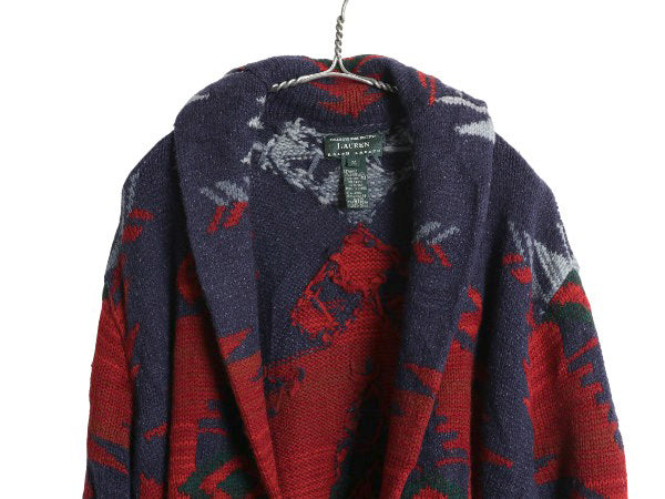 00s ローレン ラルフローレン ショールカラー ネイティブ ニット ガウン メンズ レディース M / ポロ カーディガン セーター ハンドメイド