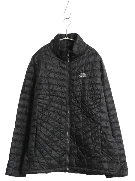 US企画 ノースフェイス 中綿 キルティング ナイロン ジャケット レディース XXL / フルジップ サーモボール ブルゾン 大きいサイズ 黒 企業