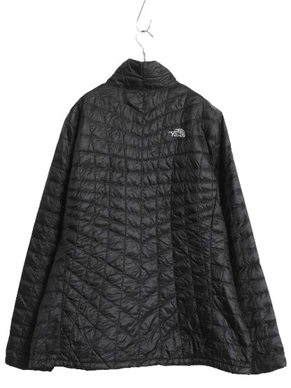 US企画 ノースフェイス 中綿 キルティング ナイロン ジャケット レディース XXL / フルジップ サーモボール ブルゾン 大きいサイズ 黒 企業