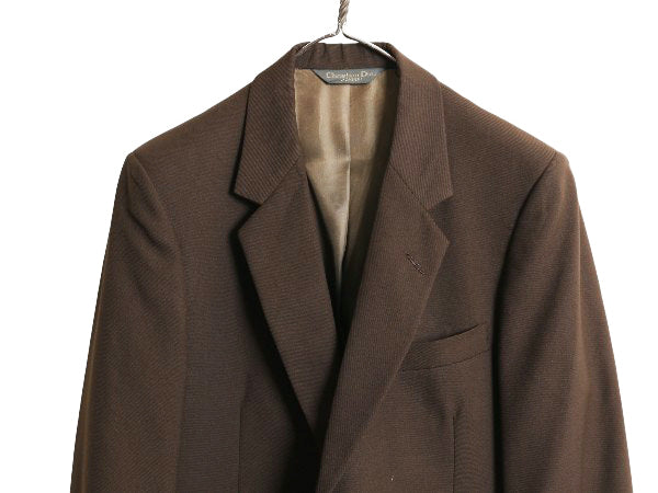 80s USA製 クリスチャン ディオール テーラード ジャケット メンズ M 程/ ヴィンテージ スーツ ブレザー サマー ウール きれいめ ブラウン