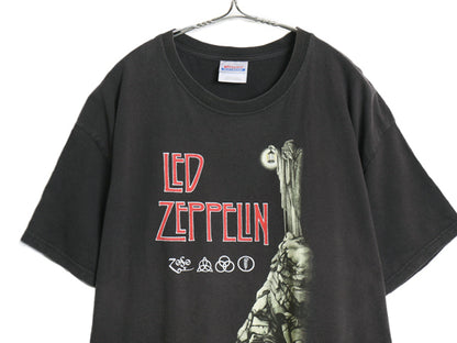  00s レッドツェッペリン 両面 プリント Tシャツ メンズ XL / 古着 オールド バンド ロック イラスト アート グラフィック 黒 大きいサイズ