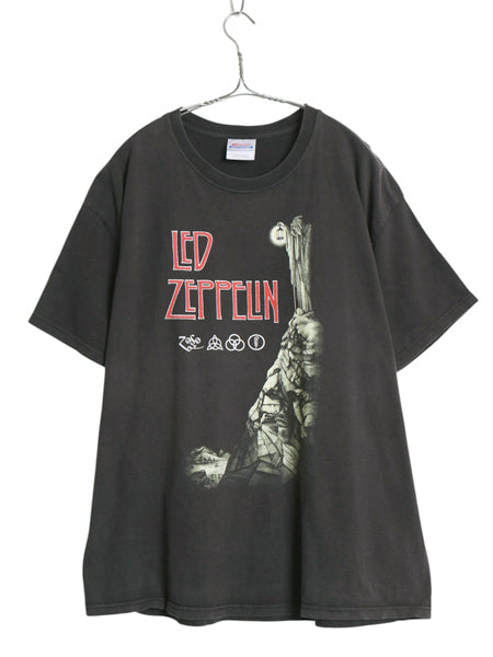  00s レッドツェッペリン 両面 プリント Tシャツ メンズ XL / 古着 オールド バンド ロック イラスト アート グラフィック 黒 大きいサイズ