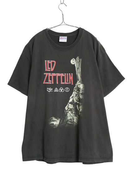  00s レッドツェッペリン 両面 プリント Tシャツ メンズ XL / 古着 オールド バンド ロック イラスト アート グラフィック 黒 大きいサイズ