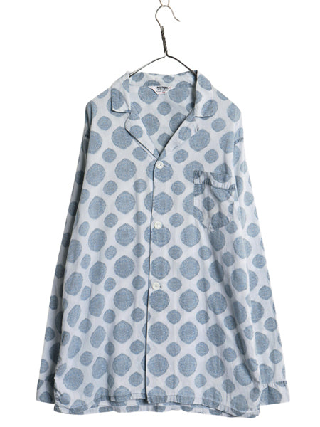 60s ★ PLEET WAY 総柄 オープンカラー パジャマ シャツ メンズ L / ヴィンテージ コットン スリーピング 開襟 ポケット付き マルチカラー 