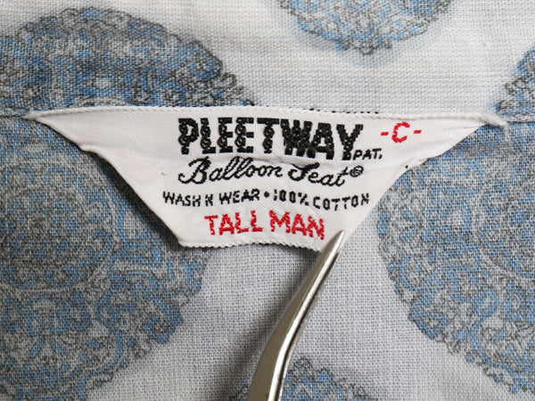 60s ★ PLEET WAY 総柄 オープンカラー パジャマ シャツ メンズ L / ヴィンテージ コットン スリーピング 開襟 ポケット付き マルチカラー 