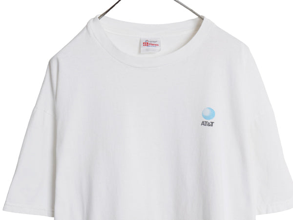 90s USA製 ★ AT&T イラスト プリント Tシャツ メンズ XL 古着 オールド 企業物 当時物 ロゴ グラフィック ヘビーウェイト 白 大きいサイズ