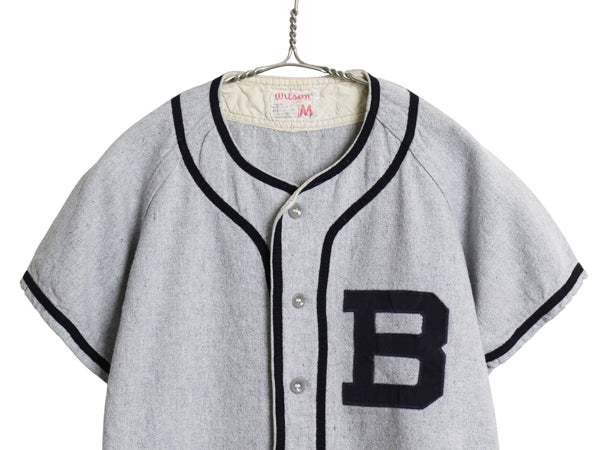 50s USA製 ★ ウィルソン ベースボール シャツ メンズ M 古着 ヴィンテージ コットン フランネル 半袖シャツ ゲームシャツ ユニフォーム 灰