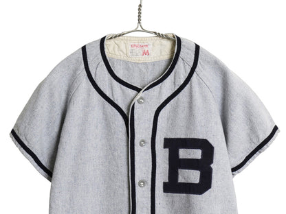 50s USA製 ★ ウィルソン ベースボール シャツ メンズ M 古着 ヴィンテージ コットン フランネル 半袖シャツ ゲームシャツ ユニフォーム 灰