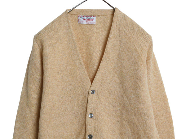 70s ★ マクレガー ニット カーディガン メンズ M 古着 ヴィンテージ シェットランド ウール セーター ポケット付き 前開き ベージュ 無地