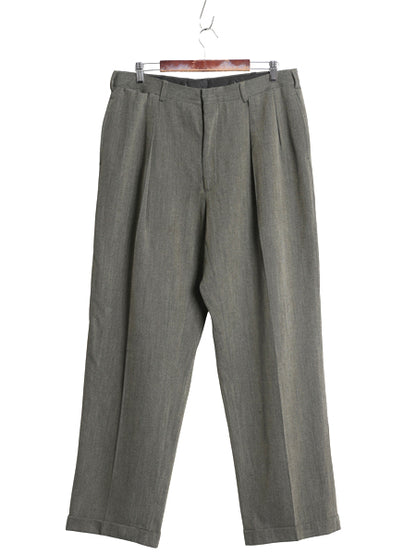 80s ポロ ラルフローレン ウール スラックス パンツ メンズ 実寸 35 32 古着 ヴィンテージ ツータック ストレート TALON トラウザー カーキ