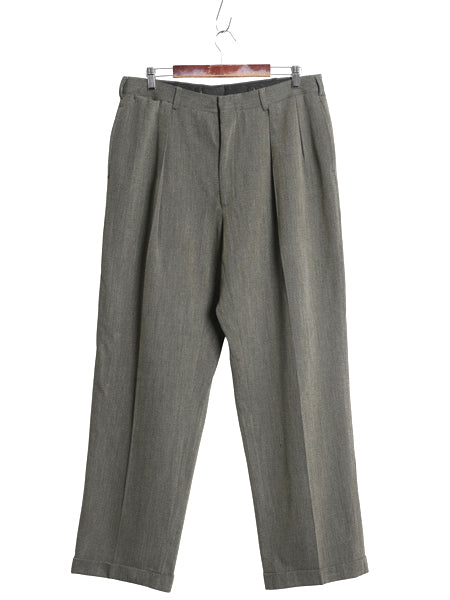 80s ポロ ラルフローレン ウール スラックス パンツ メンズ 実寸 35 32 古着 ヴィンテージ ツータック ストレート TALON トラウザー カーキ