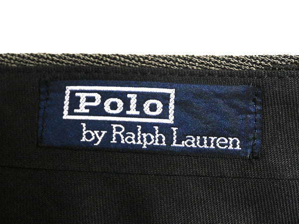 80s ポロ ラルフローレン ウール スラックス パンツ メンズ 実寸 35 32 古着 ヴィンテージ ツータック ストレート TALON トラウザー カーキ