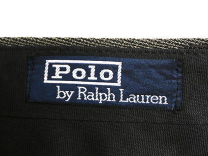 80s ポロ ラルフローレン ウール スラックス パンツ メンズ 実寸 35 32 古着 ヴィンテージ ツータック ストレート TALON トラウザー カーキ