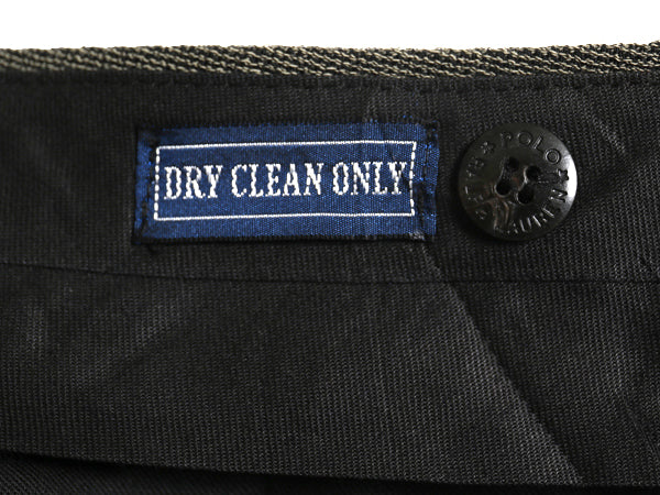 80s ポロ ラルフローレン ウール スラックス パンツ メンズ 実寸 35 32 古着 ヴィンテージ ツータック ストレート TALON トラウザー カーキ