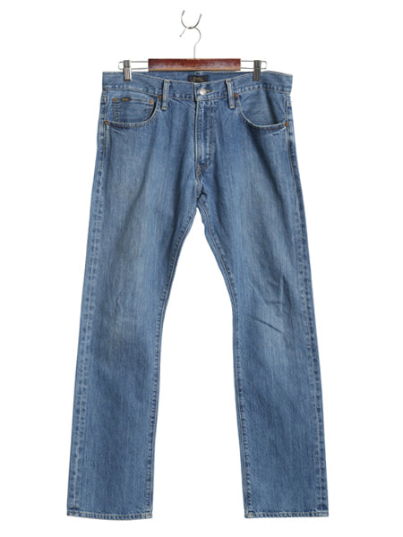 ポロ ラルフローレン デニム パンツ メンズ 実寸 35 32 古着 ヴィンテージ モデル ジーンズ ジーパン スリム ストレート 革パッチ シンプル