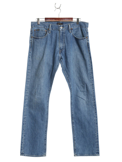 ポロ ラルフローレン デニム パンツ メンズ 実寸 35 32 古着 ヴィンテージ モデル ジーンズ ジーパン スリム ストレート 革パッチ シンプル