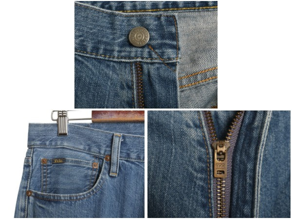 ポロ ラルフローレン デニム パンツ メンズ 実寸 35 32 古着 ヴィンテージ モデル ジーンズ ジーパン スリム ストレート 革パッチ シンプル