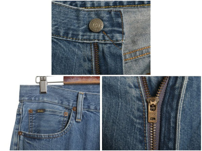 ポロ ラルフローレン デニム パンツ メンズ 実寸 35 32 古着 ヴィンテージ モデル ジーンズ ジーパン スリム ストレート 革パッチ シンプル