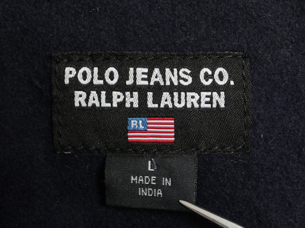 ポロジーンズ ラルフローレン ショールカラー 本革 レザー ジャケット レディース L メンズ M 革ジャン ファラオ ハーフ コート タイプ 黒