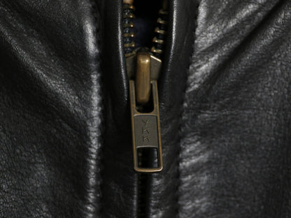 ポロジーンズ ラルフローレン ショールカラー 本革 レザー ジャケット レディース L メンズ M 革ジャン ファラオ ハーフ コート タイプ 黒