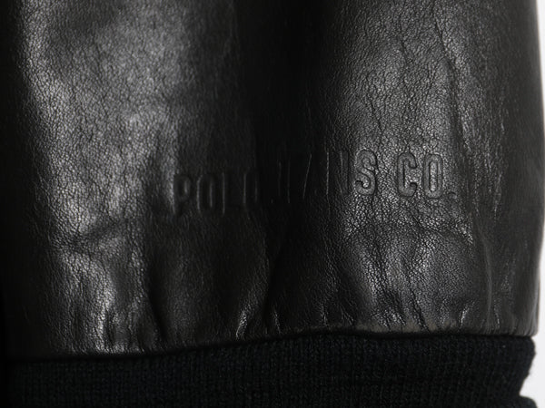 ポロジーンズ ラルフローレン ショールカラー 本革 レザー ジャケット レディース L メンズ M 革ジャン ファラオ ハーフ コート タイプ 黒