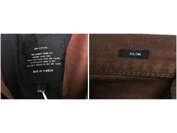 ブラックレーベル ラルフローレン レザー コーテッド デニム パンツ メンズ 34 実寸 36 / ポロ スリム ストレート ジーパン ジーンズ 濃茶