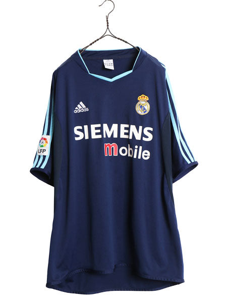 00s ☆ アディダス レアルマドリード サッカー ユニフォーム メンズ XXL オールド 03 04 当時物 ラリーガ アウェイ フットボール シャツ 紺