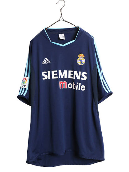 00s ☆ アディダス レアルマドリード サッカー ユニフォーム メンズ XXL オールド 03 04 当時物 ラリーガ アウェイ フットボール シャツ 紺