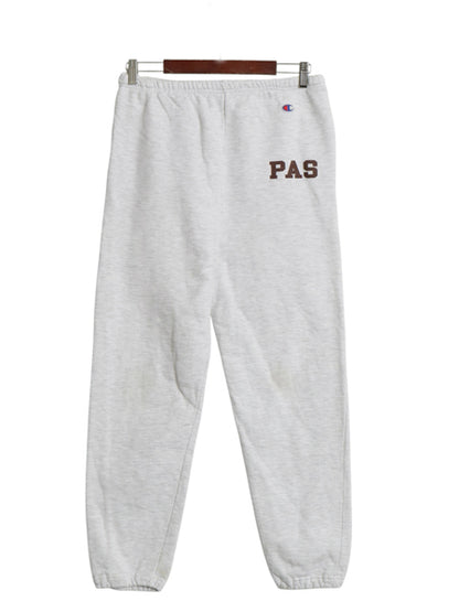90s USA製 チャンピオン カレッジ プリント スウェット パンツ メンズ レディース M 古着 オールド トレーナー 裏起毛 ポケット付き 目付き