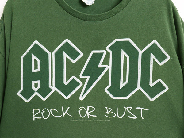AC/DC 両面 ツアー プリント 半袖 Tシャツ メンズ 2XL / オフィシャル アート キャラクター イラスト バンド ロック 大きいサイズ グリーン
