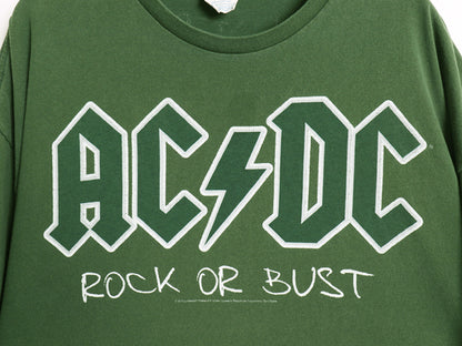 AC/DC 両面 ツアー プリント 半袖 Tシャツ メンズ 2XL / オフィシャル アート キャラクター イラスト バンド ロック 大きいサイズ グリーン