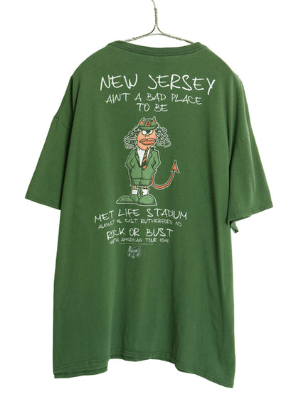 AC/DC 両面 ツアー プリント 半袖 Tシャツ メンズ 2XL / オフィシャル アート キャラクター イラスト バンド ロック 大きいサイズ グリーン