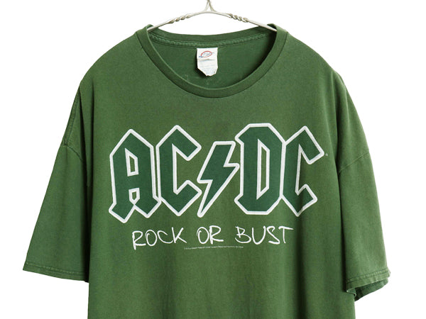 AC/DC 両面 ツアー プリント 半袖 Tシャツ メンズ 2XL / オフィシャル アート キャラクター イラスト バンド ロック 大きいサイズ グリーン