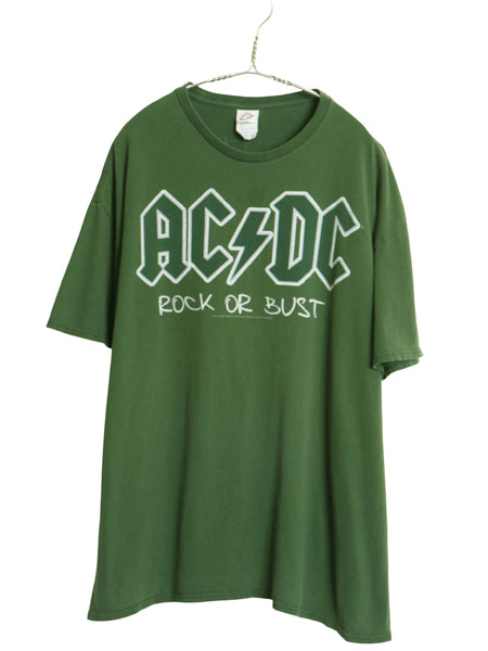 AC/DC 両面 ツアー プリント 半袖 Tシャツ メンズ 2XL / オフィシャル アート キャラクター イラスト バンド ロック 大きいサイズ グリーン