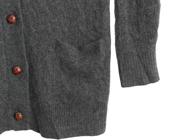 ポロ ラルフローレン ショールカラー ニット カーディガン レディース M / 高級 100% カシミヤ セーター 前開き 羽織り 無地 ロング グレー