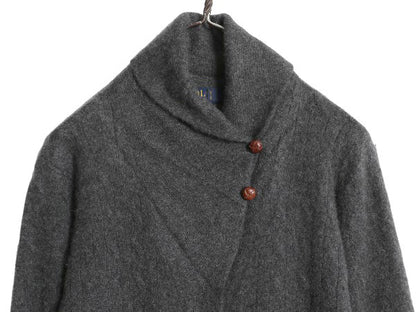 ポロ ラルフローレン ショールカラー ニット カーディガン レディース M / 高級 100% カシミヤ セーター 前開き 羽織り 無地 ロング グレー