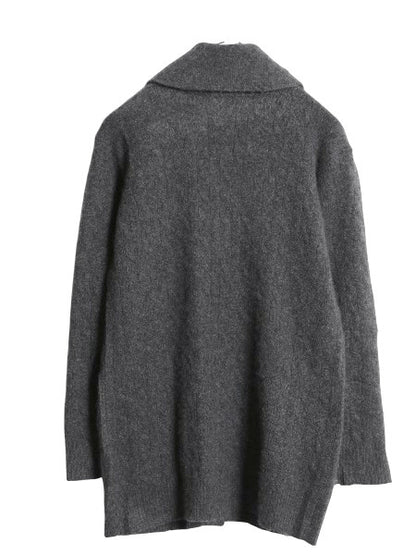 ポロ ラルフローレン ショールカラー ニット カーディガン レディース M / 高級 100% カシミヤ セーター 前開き 羽織り 無地 ロング グレー