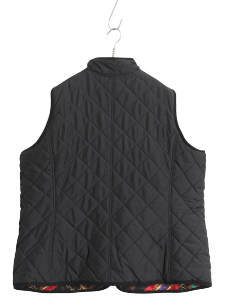 00s ローレン ラルフローレン リバーシブル 中綿 キルティング ベスト レディース XL / オールド ポロ ビット 馬具 総柄 黒 大きいサイズ